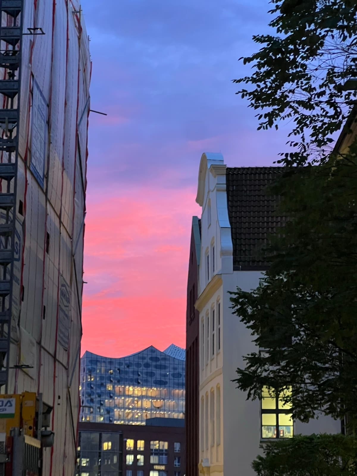 Twilight sky over Hamburg seen from the studio window